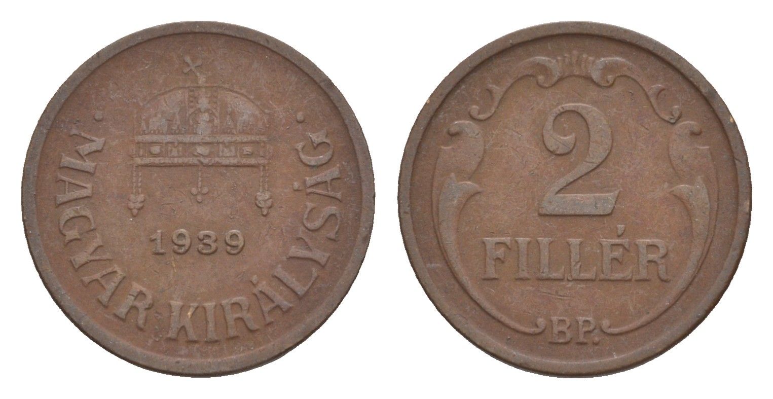 Венгрия 2 филлера 1939 BP KM 506 бронза 4658-334