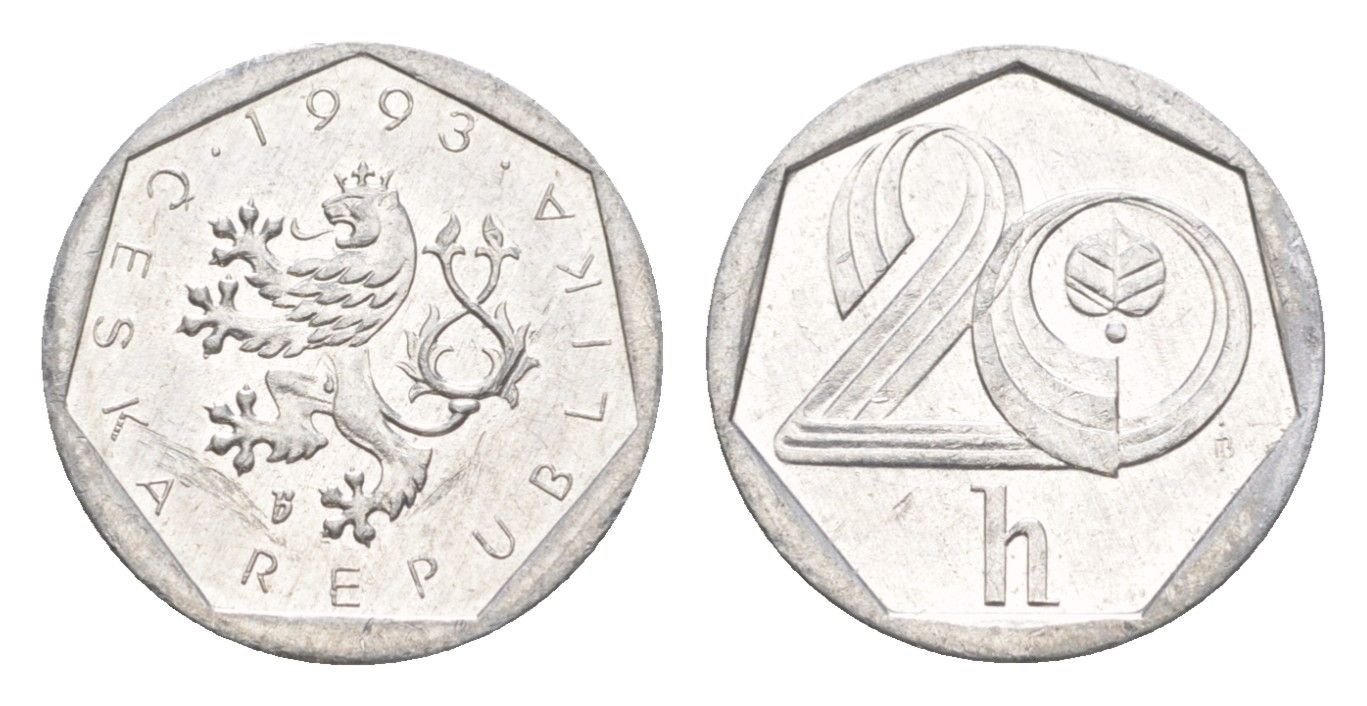 Чехия 20 геллеров 1993 KM 2.1 алюминий 4649-654