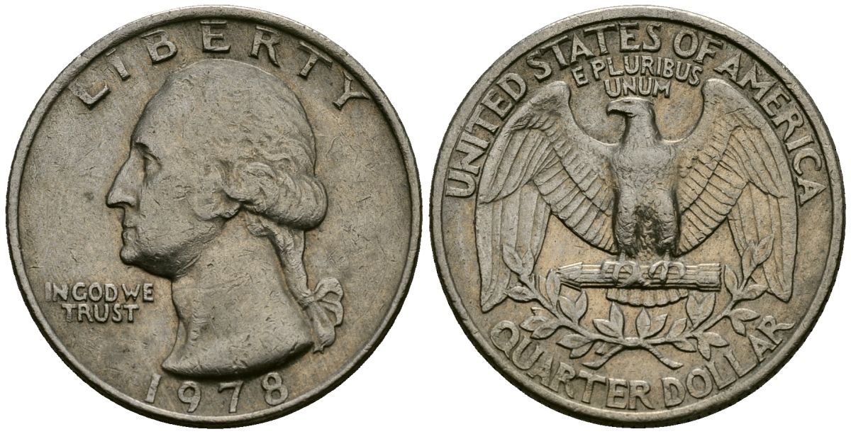 США 25 центов (квотер) 1973 Вашингтон KM 164a медь плакированный медно-никелем 4138-1021