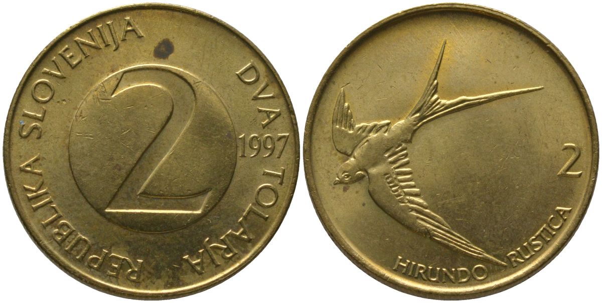 Словения 2 толара 1997 KM 5 латунь 4548-736