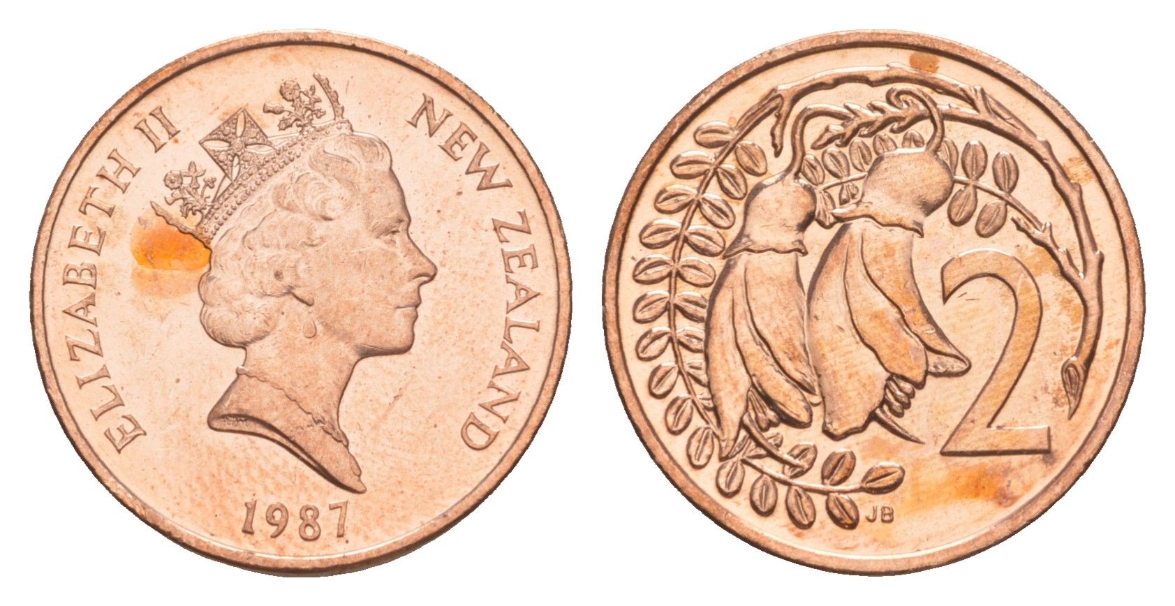 Новая Зеландия 2 цента 1987 KM 59 бронза UNC 4651-161