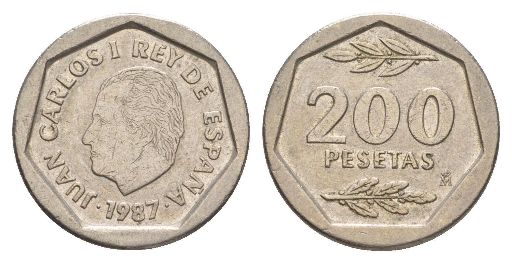 Испания 200 песет 1987 M, Хуан Карлос I (1975-2014) KM 829 медно-никель 4622-1253