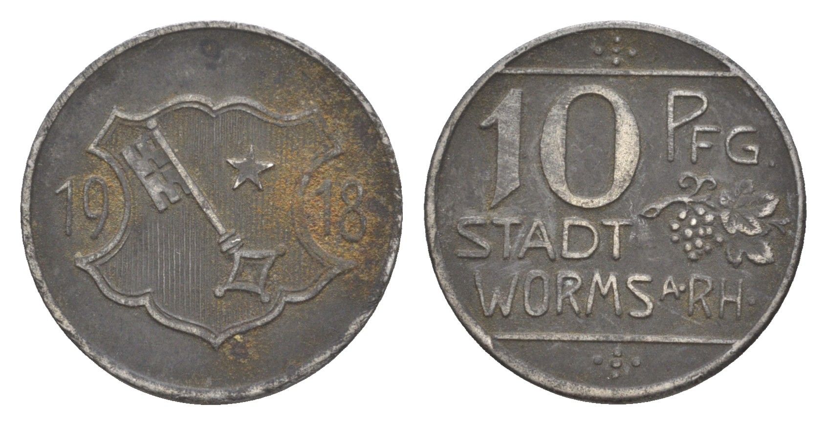 Вормс 10 пфеннигов 1918 Funck 613.2A, Men05 27640.2, Men18 34694.2 железо 4636-855