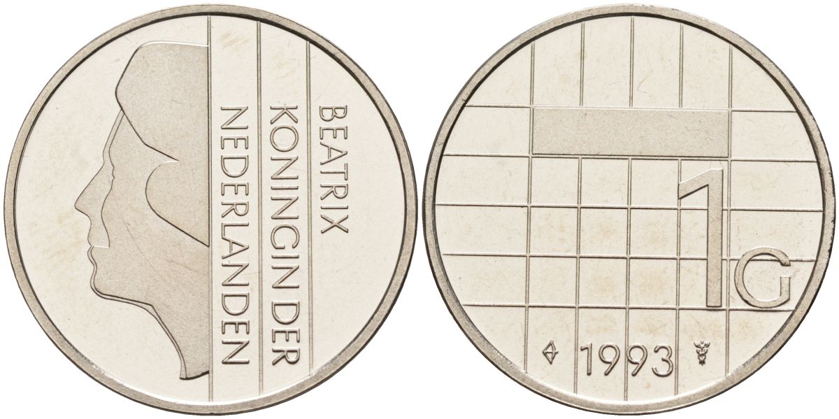 Нидерланды 1 гульден 1993 Беатрикс (1980-2013) KM 205 никель UNC 4116-137