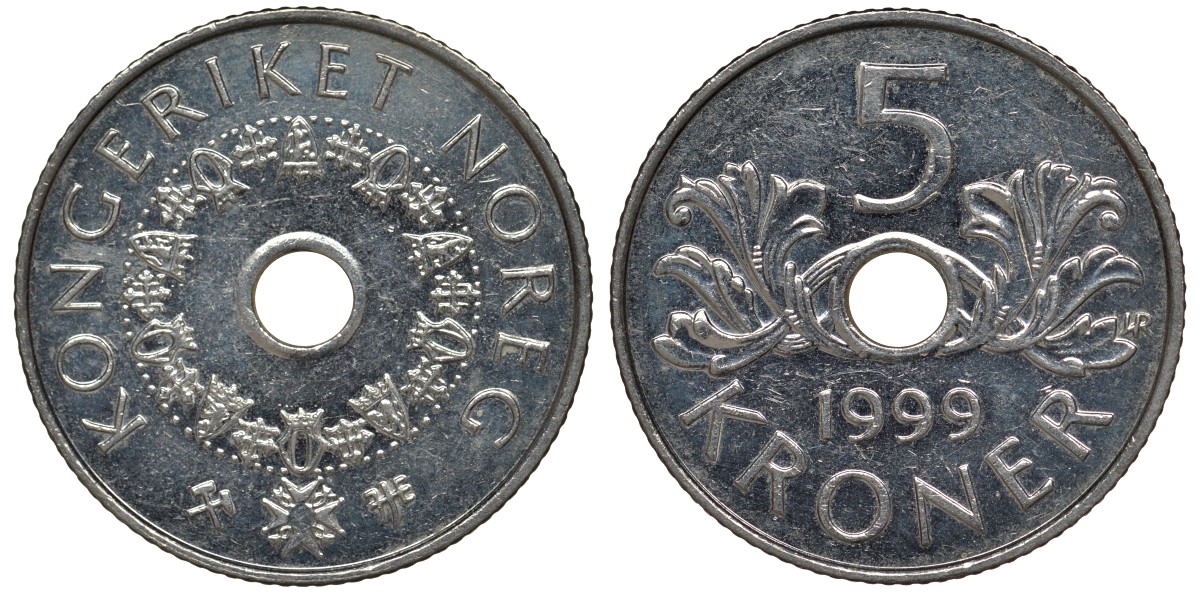 Норвегия 5 крон 1999 Харальд V (1992-) KM 463 медно-никель 4123-816