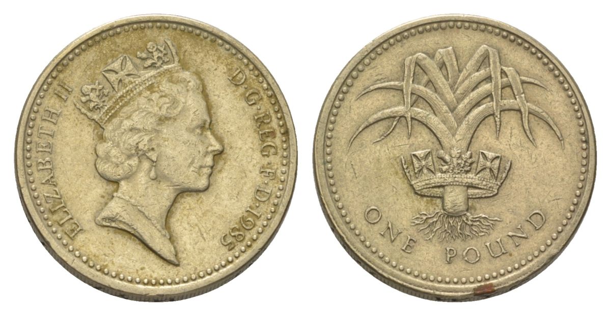 Великобритания 1 фунт 1985 Елизавета II (1952-2022) KM 941, Spink 4331 никель латунь 4622-253