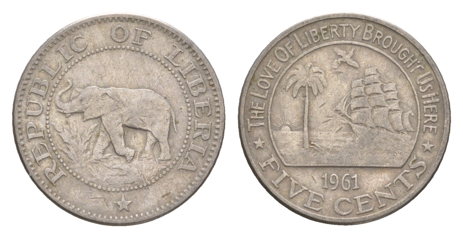 Либерия 5 центов 1961 KM 14 медно-никель 4659-463