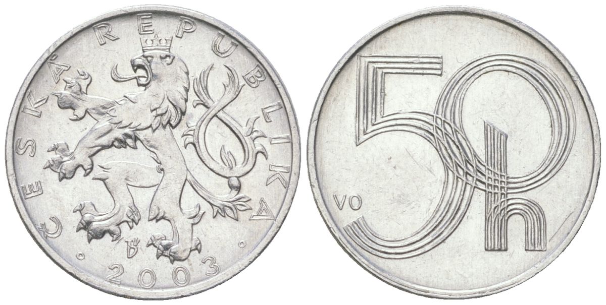 Чехия 50 геллеров 2003 b’ KM 3 алюминий aUNC 4532-149