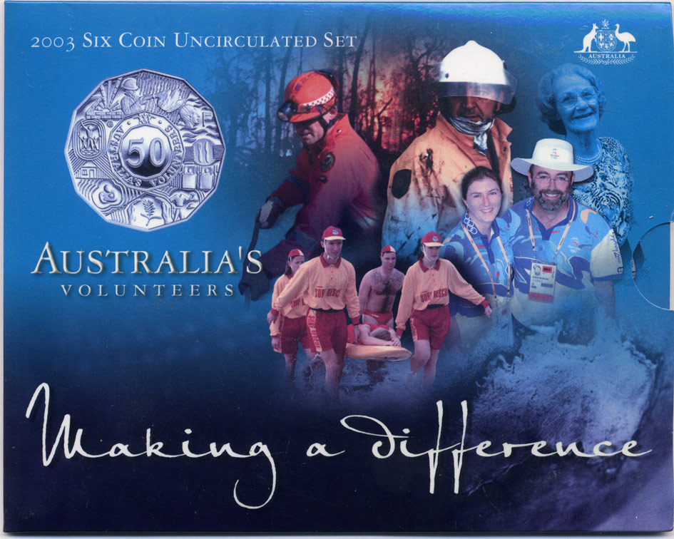 Австралия набор из 6 монет 2003 официальный набор монетного двора, волонтеры    UNC  1-6-2-15