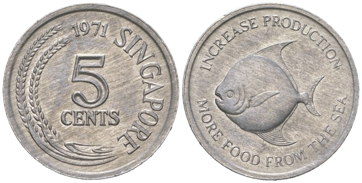 Сингапур 5 центов 1971 ФАО - Продовольственная программа KM 8 алюминий 4181-1159
