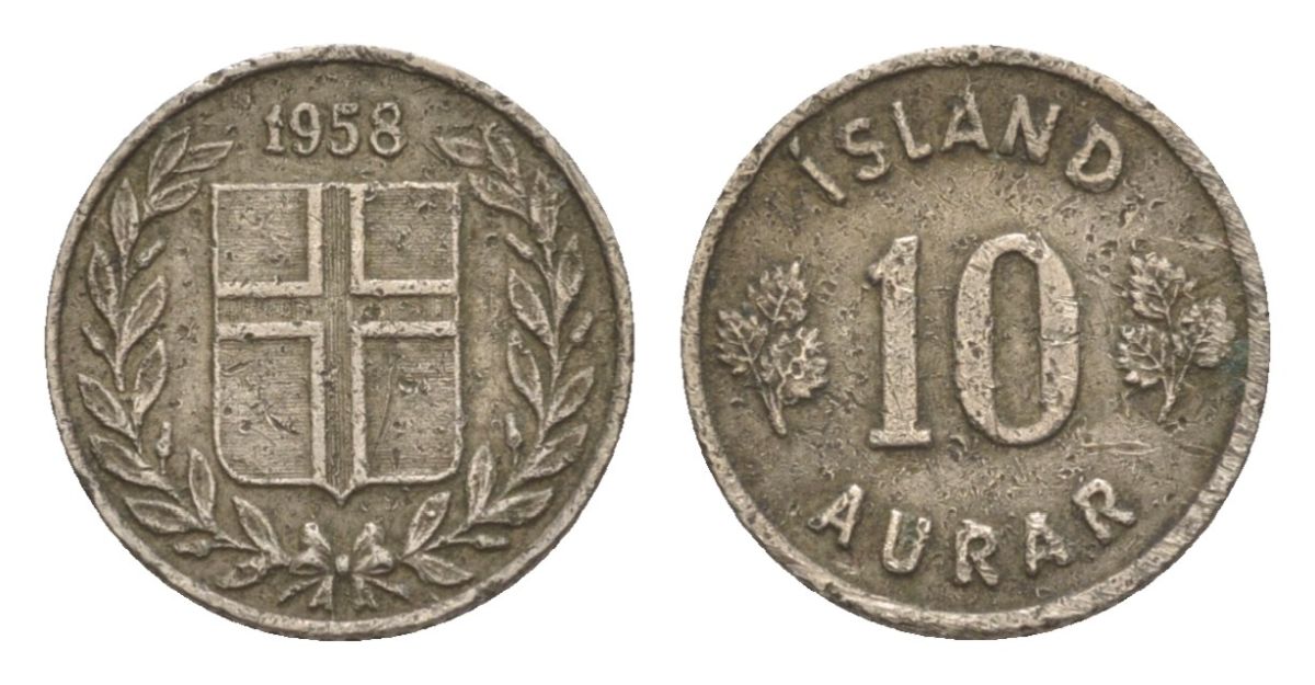 Исландия 10 эйре 1958 KM 10 медно-никель 4632-933