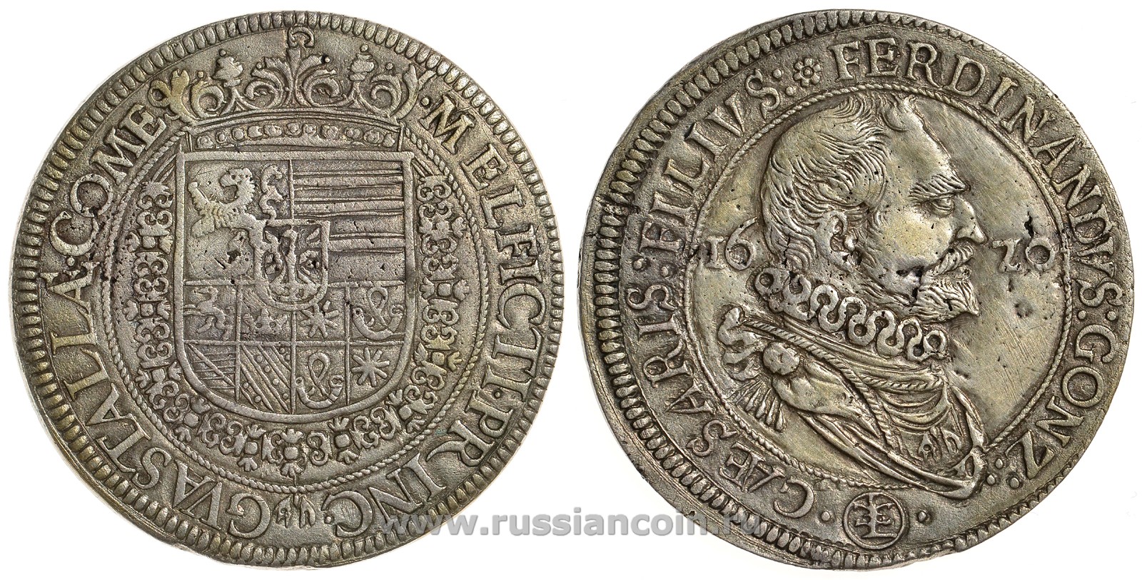 Гвасталла 1 таллеро 1620 Ферранте II Гонзага Dav. 3913, Bignotti 13 серебро 10-005-30