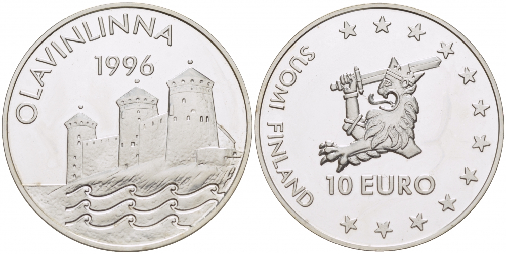 Финляндия 10 евро 1996 крепость Олавинлинна серебро PROOF 3896-915
