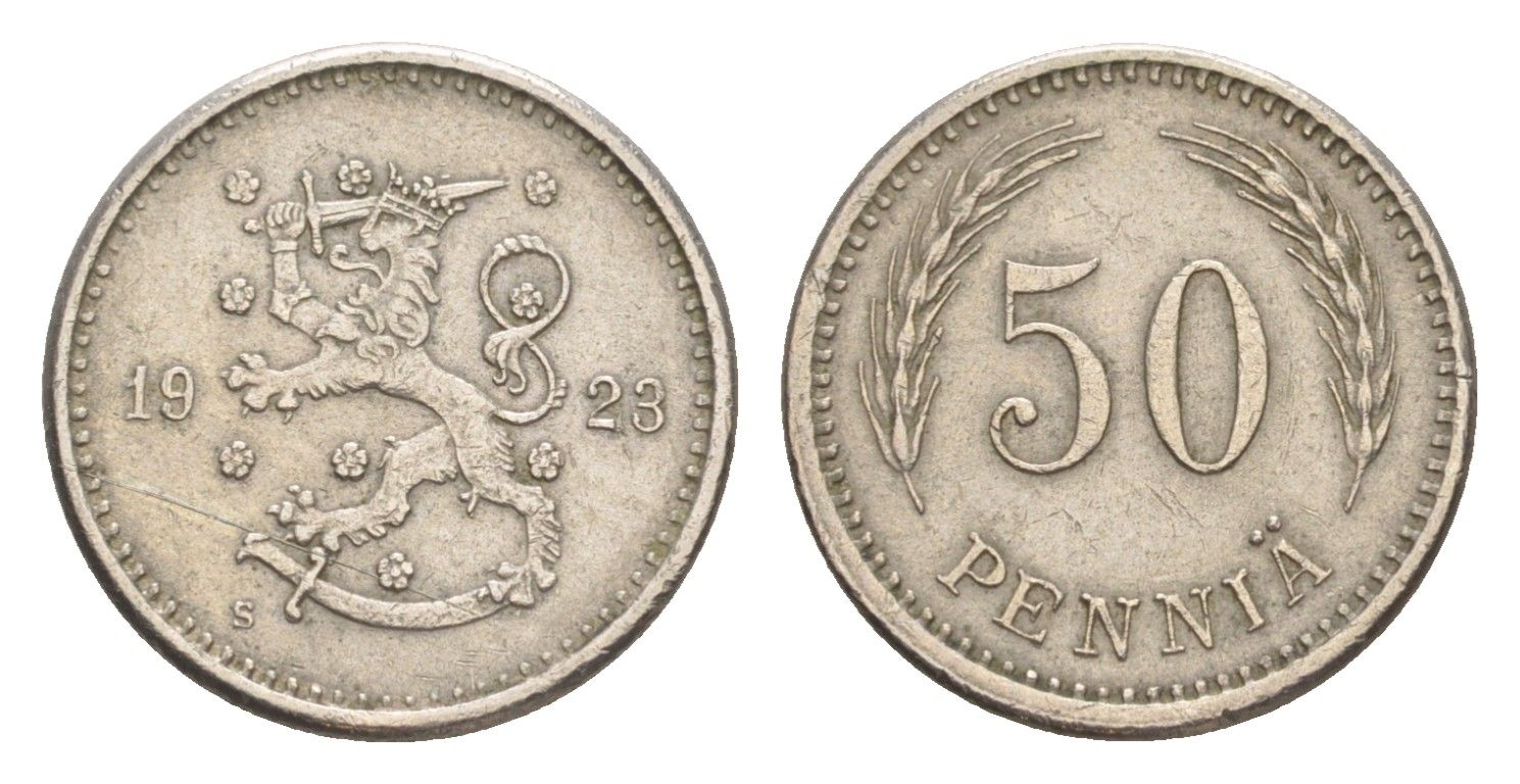 Финляндия 50 пенни 1923 KM 26 медно-никель 4647-365