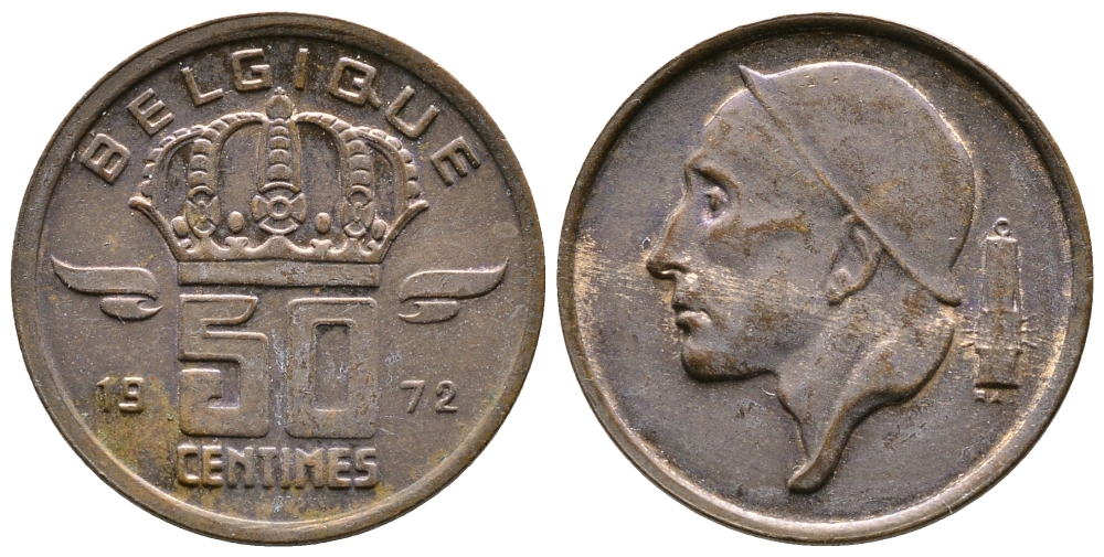 Бельгия 50 сантимов 1972 Belgie, Бодуэн I (1951-1993) KM 149.1 бронза 4383-1135