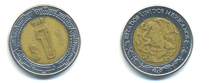 Мексика 1 песо 1998 KM 603 биметалл 176-1237