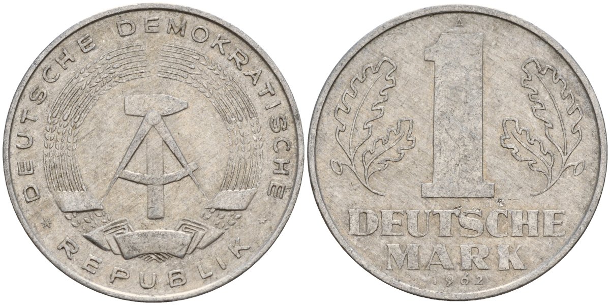 ГДР 1 марка 1962 A KM 13 алюминий 181-126