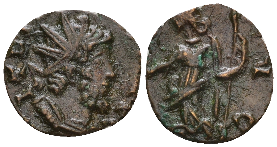 Римская Империя, императоры в Галлии антониниан 272 Тетрик, IMP C TETRICVS P F AVG, бюст императора / PAX AVG, Пация, персонификация Мира, локальная чеканка в Галлии RIC 100 биллон 1073-25-87