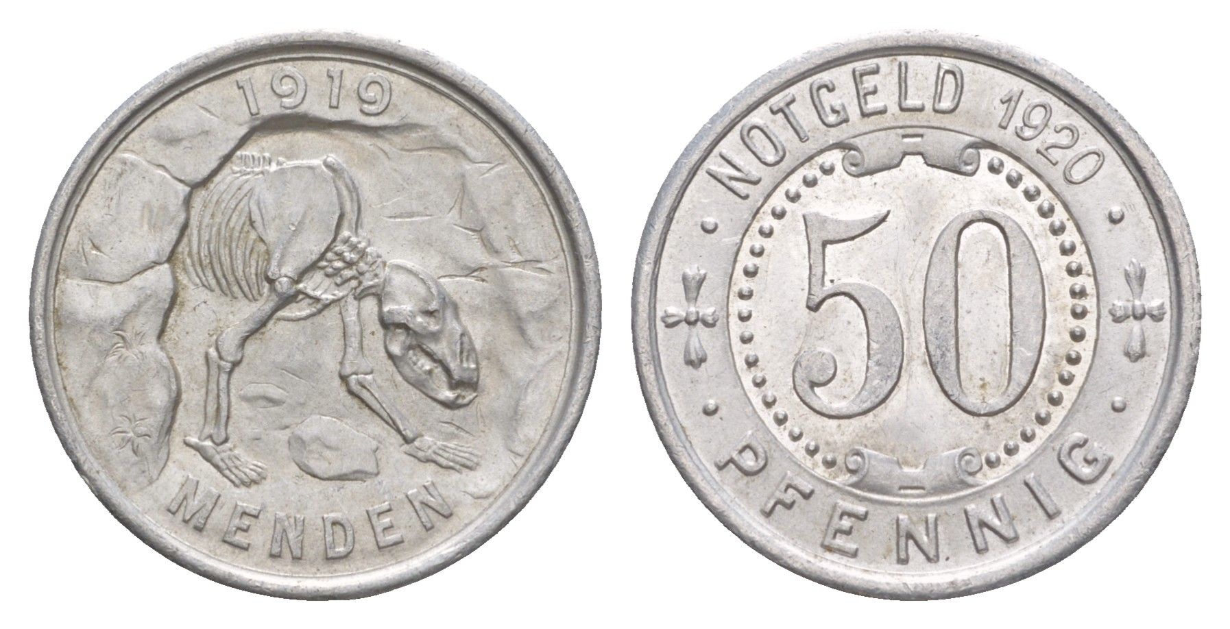 Менден 50 пфеннигов 1920 Funck 328.13, Men18 20803.7 алюминий UNC 4636-1062