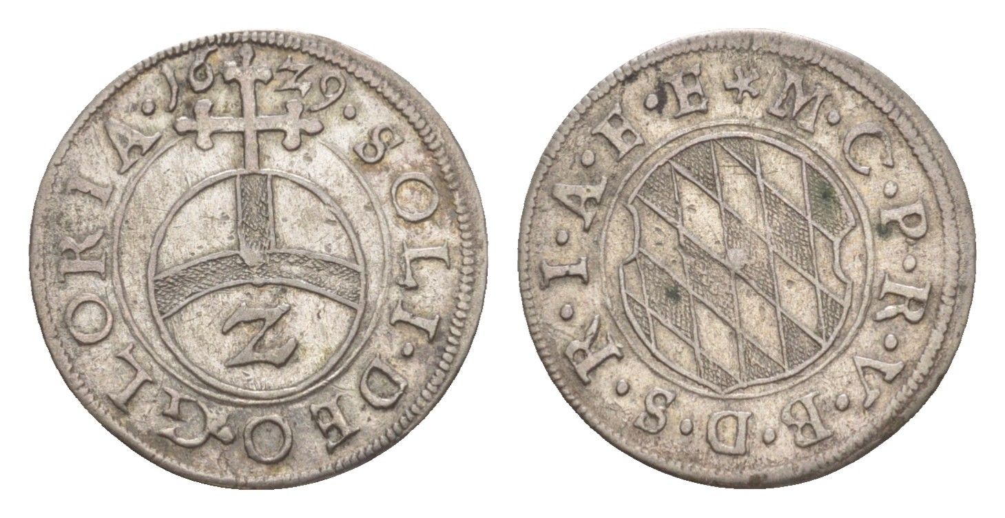 Бавария 2 крейцера 1629 Максимилиан I (1597-1651) KM 128 серебро 413-132