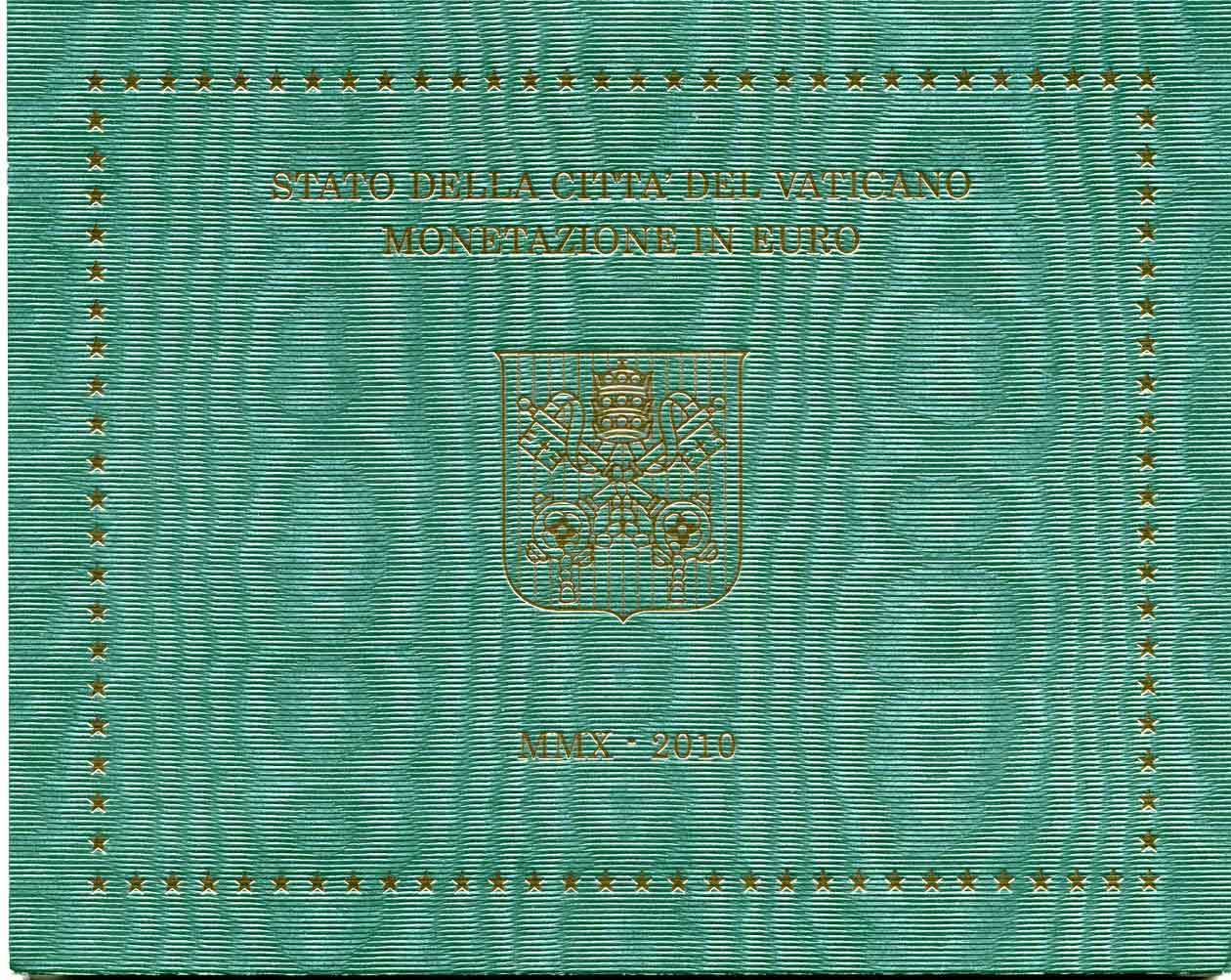 Ватикан евронабор из 8 монет 2010 Бенедикт XVI, в оригинальном буклете KM  MS117 биметалл BUNC 7-1-1-10