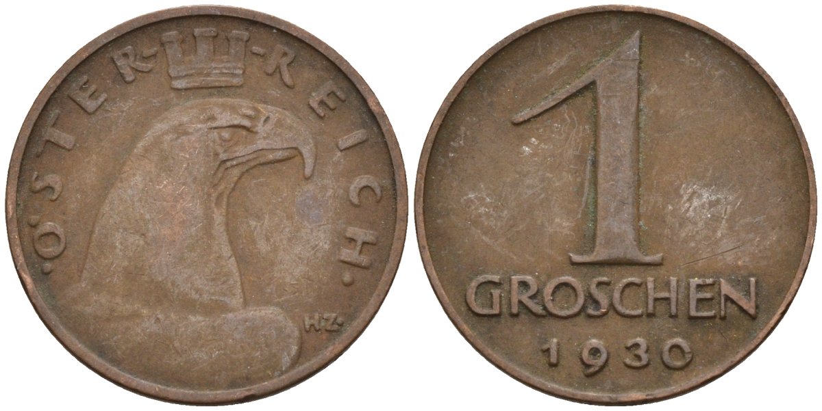 Австрия 1 грош 1930 KM 2836 бронза 4151-1269