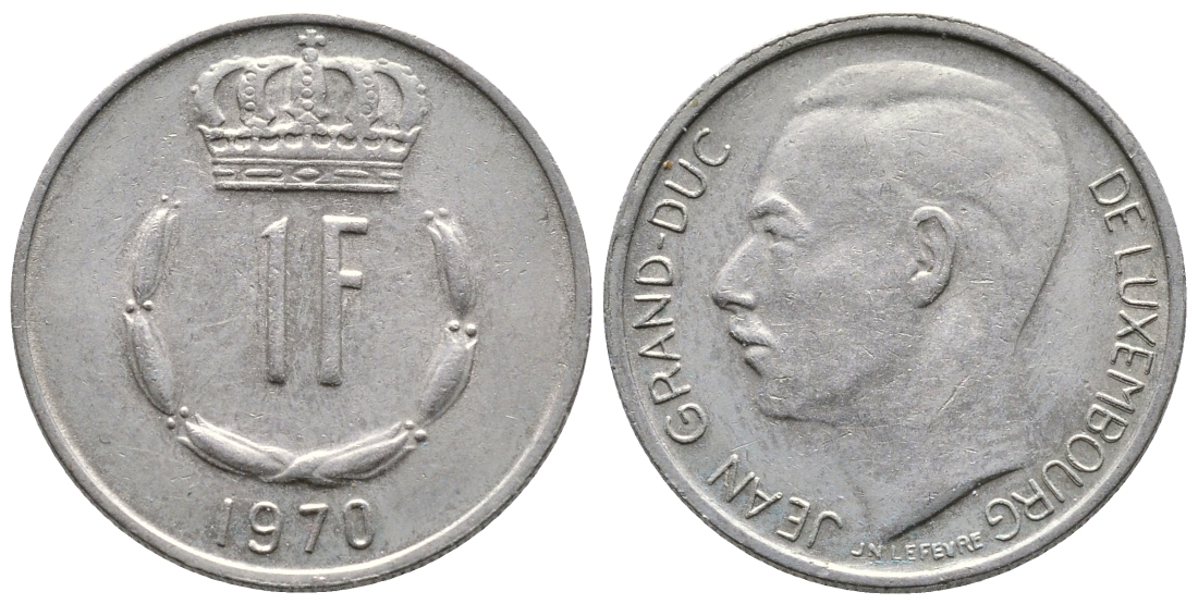 ЛЮКСЕМБУРГ 1 ФРАНК 1970 KM 55 медно-никель 53-1244