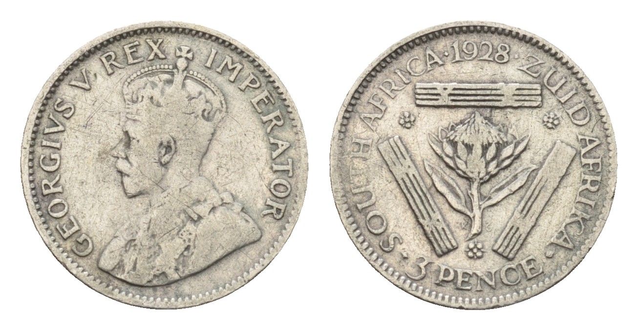 ЮАР 3 пенса 1928 Георг V (1910-1936) KM 15.1 серебро 4564-534