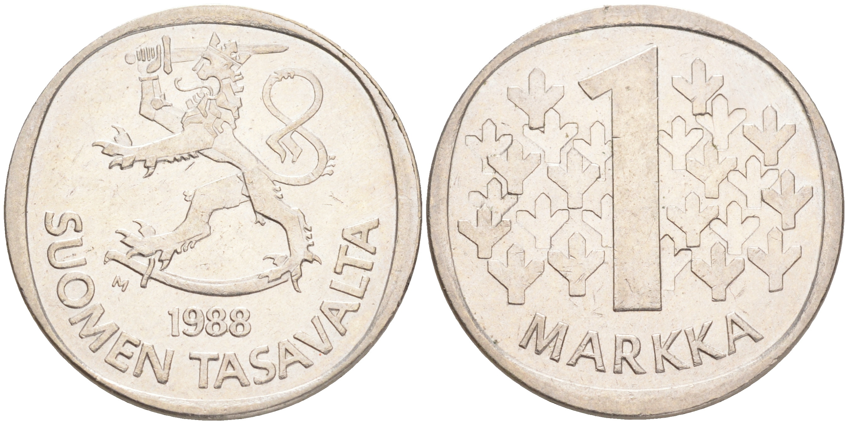 ФИНЛЯНДИЯ 1 МАРКА 1988 M KM 49а медно-никель 4556-752