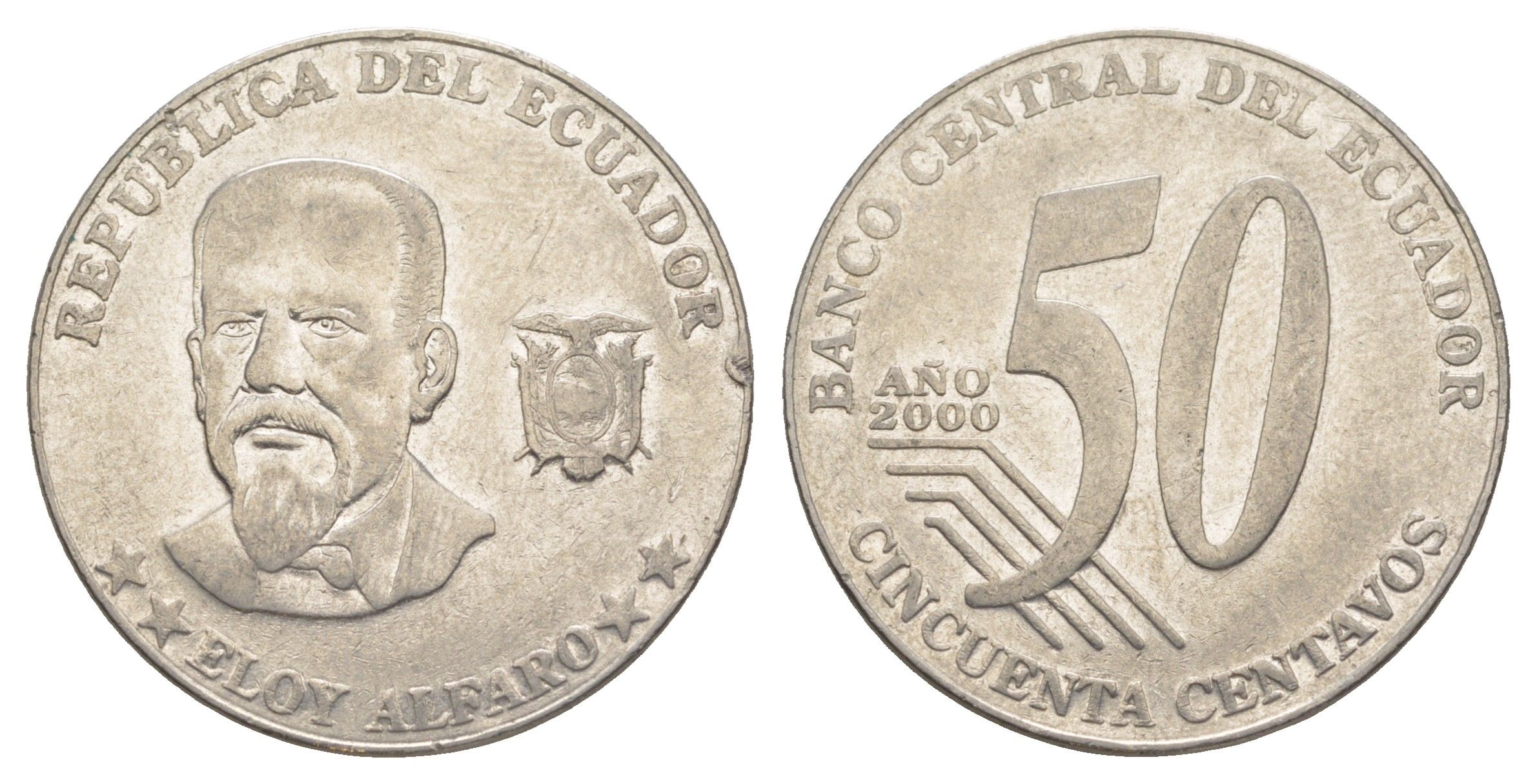 Эквадор 50 сентаво 2000 KM 108 нержавеющая сталь 4645-711