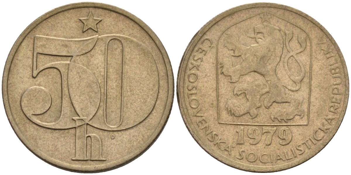 Чехословакия 50 геллеров 1979 KM 89 медно-никель 4141-525