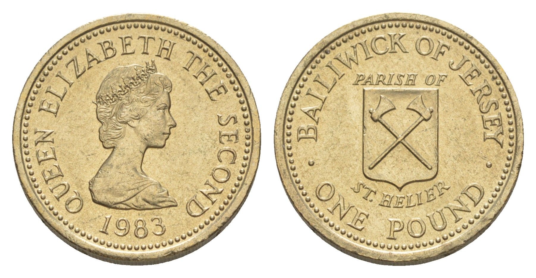 Джерси 1 фунт 1983 Приходы Джерси - Сент-Хелиер KM 59 никель латунь aUNC 08-542