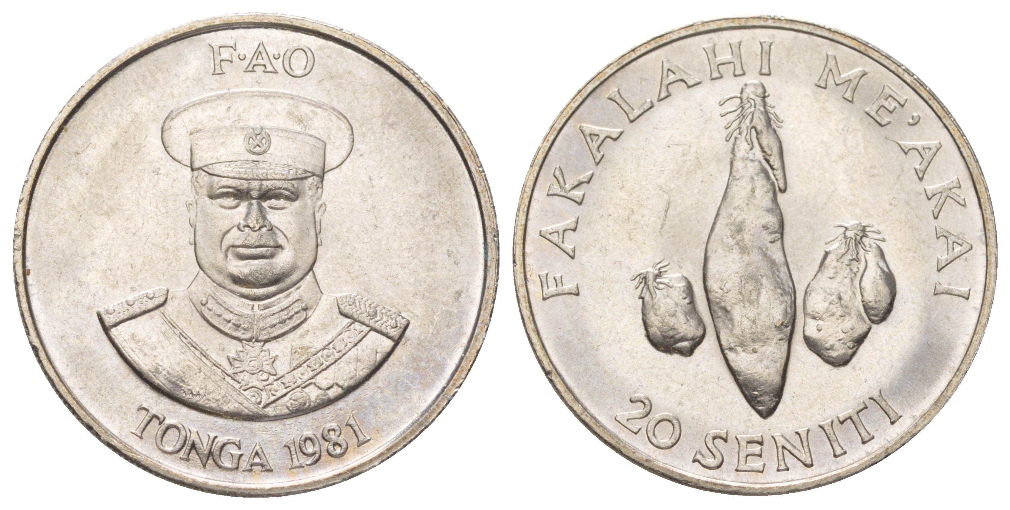 Тонга 20 сенити 1981 KM 70 медно-никель UNC 4624-115