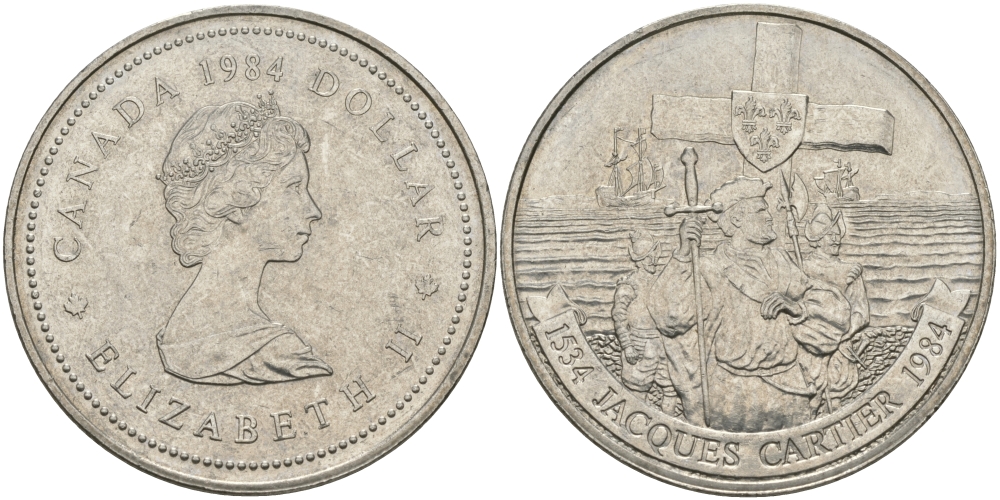 Канада 1 доллар 1984 Жак Картье KM 141 никель UNC 97-224
