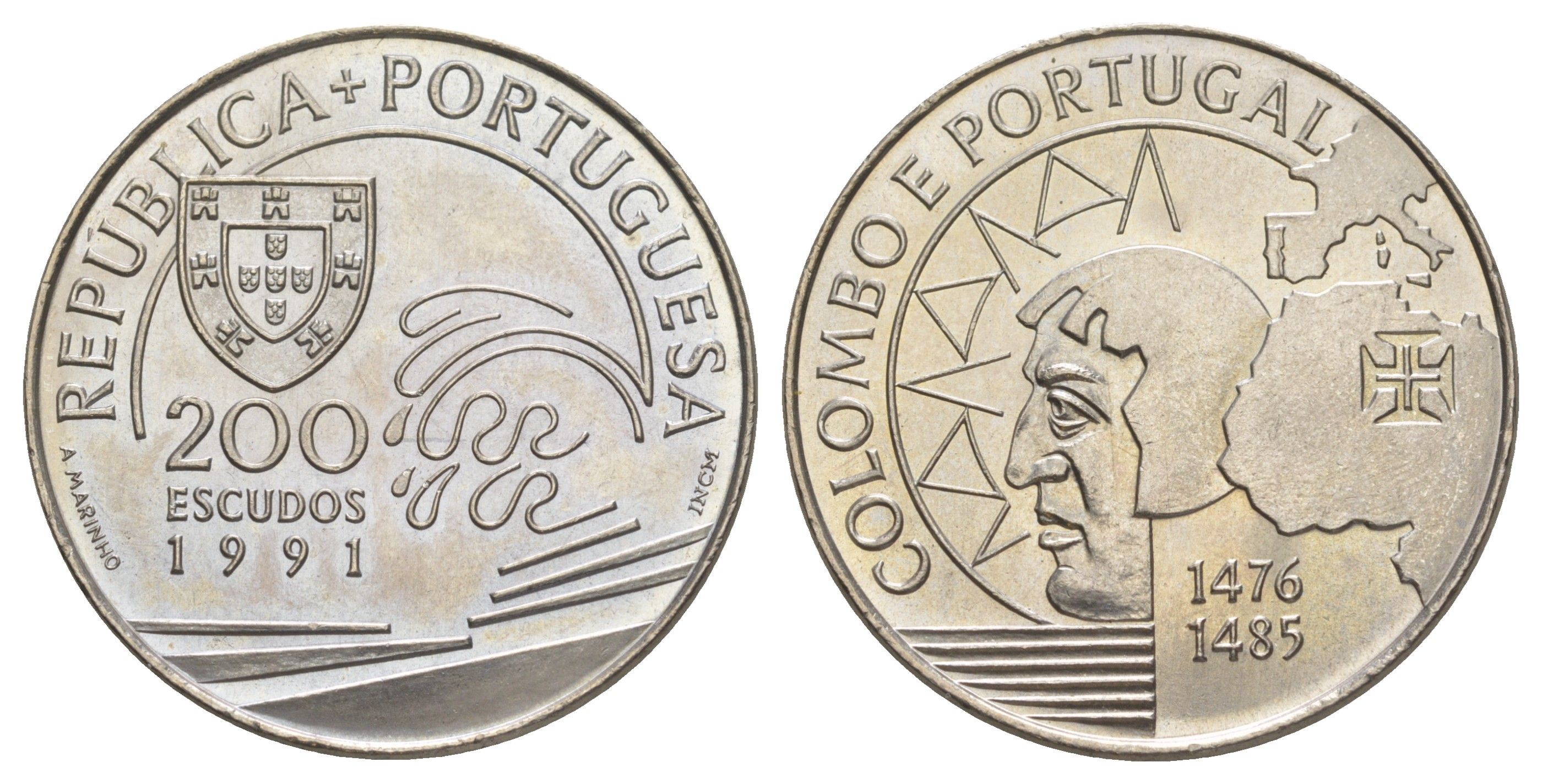 Португалия 200 эскудо 1991 Христофор Колумб в Португалии KM 658 медно-никель UNC 1101-5-31