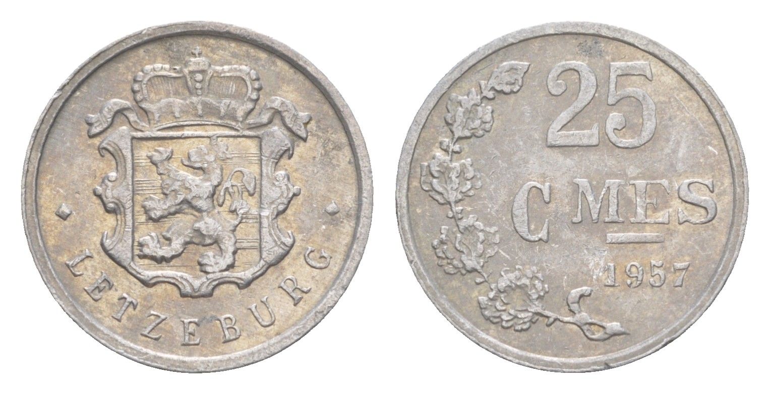 Люксембург 25 сантимов 1957 Шарлотта (1918-1964) KM 45a алюминий 4115-449