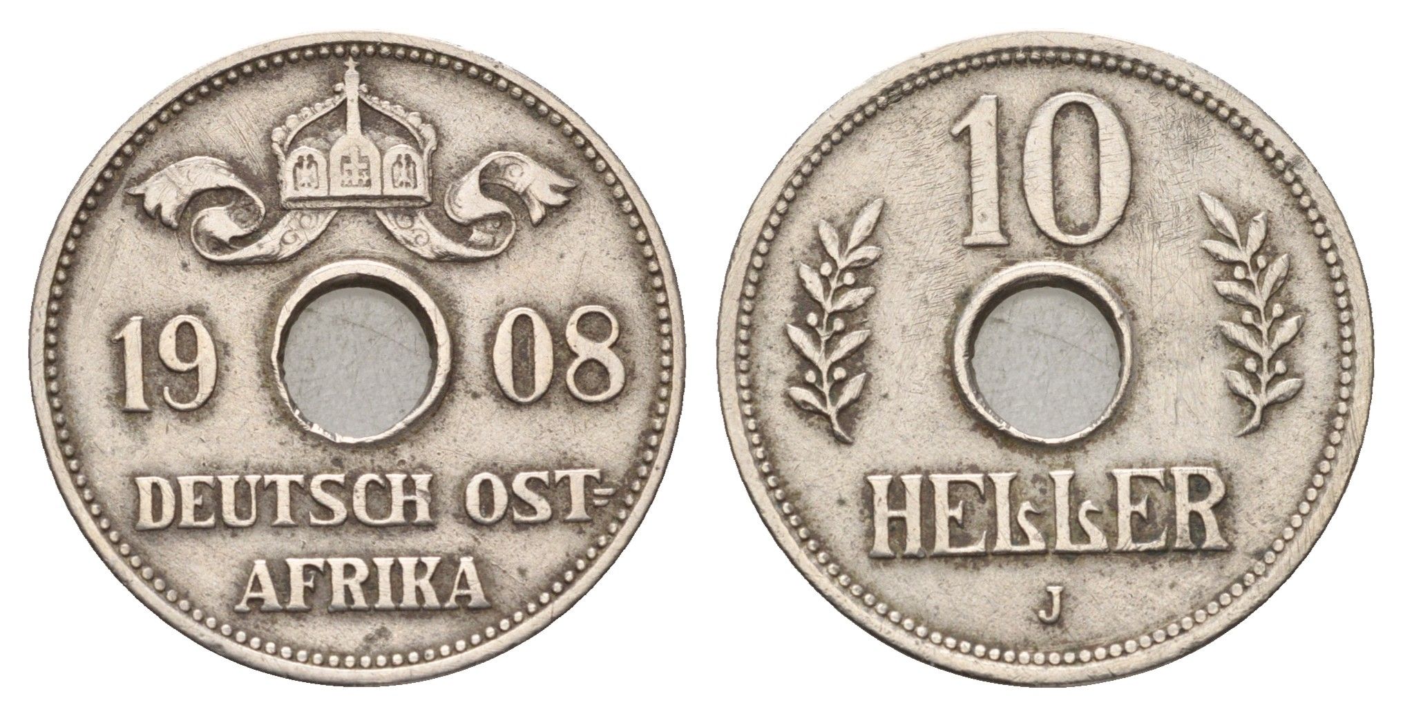 Германская Восточная Африка 10 геллеров 1908 J KM 12 медно-никель 1527-415