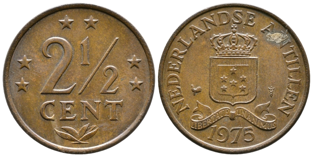 Нидерландские Антилы 2 1/2 цента 1975 Юлиана (1948-1980) KM 9 бронза 177-941