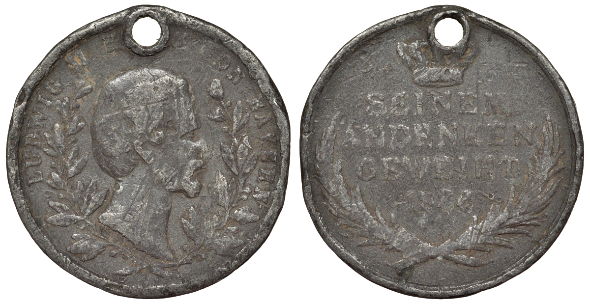 Германия медаль 1886 в память короля Людвига II свинец? 4123-213