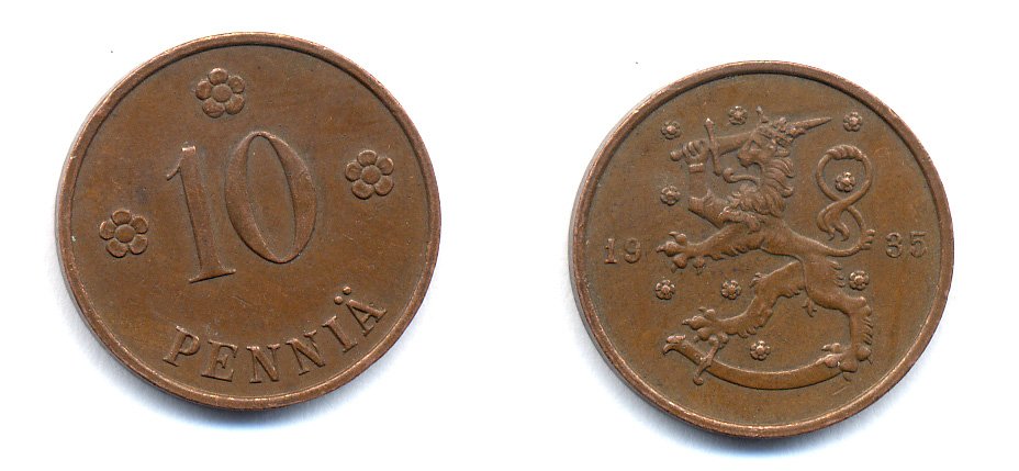 Финляндия 10 пенни 1935 республика (1918-1962) KM 24 медь 51-5452