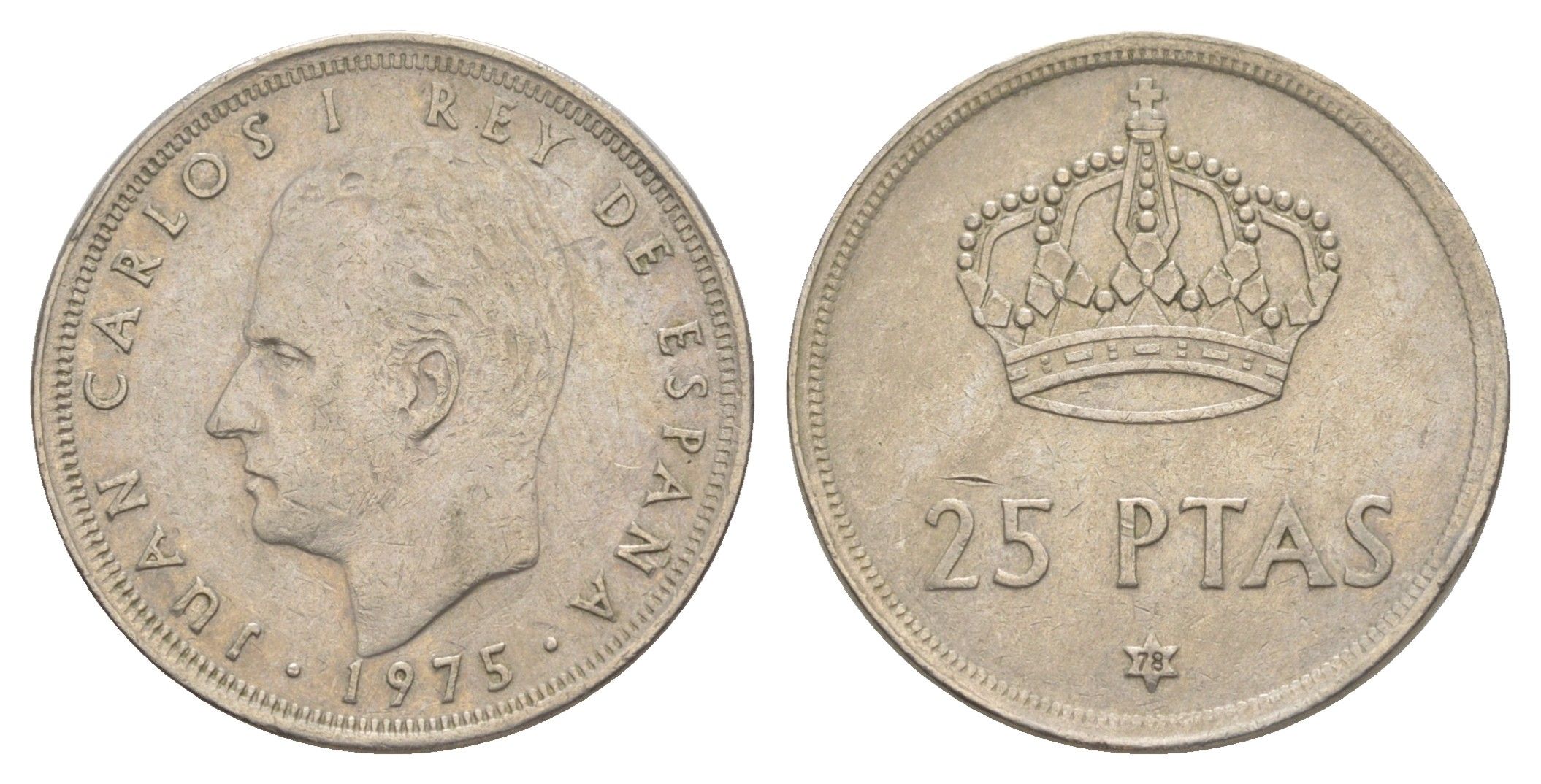 Испания 25 песет 1975 (78) M, Хуан Карлос I (1975-2014) KM 808 медно-никель 4616-617