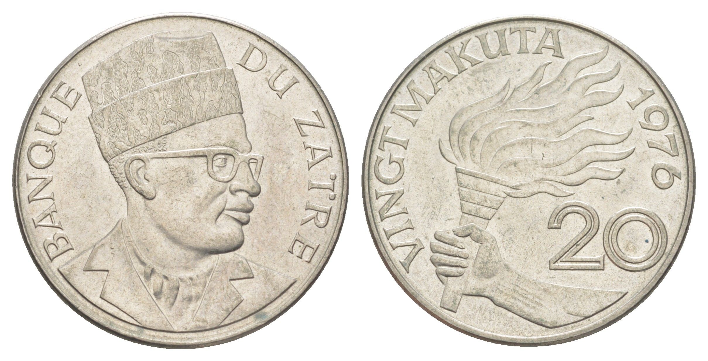 Заир 20 макут 1976 KM 8 медно-никель UNC 4653-431