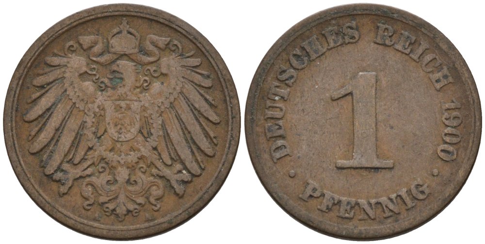 Германия 1 пфенниг 1900 A KM 10, J. 10 медь 4567-1134