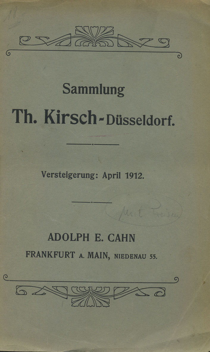 Адольф Е. Кан Коллекция Т. Кирша в Дюссельдорфе 1912 Adolph E. Cahn, sammlung th. kirsh-dusseldorf, 178 страниц + 6 таблиц с иллюстрациями      00-01-08-10