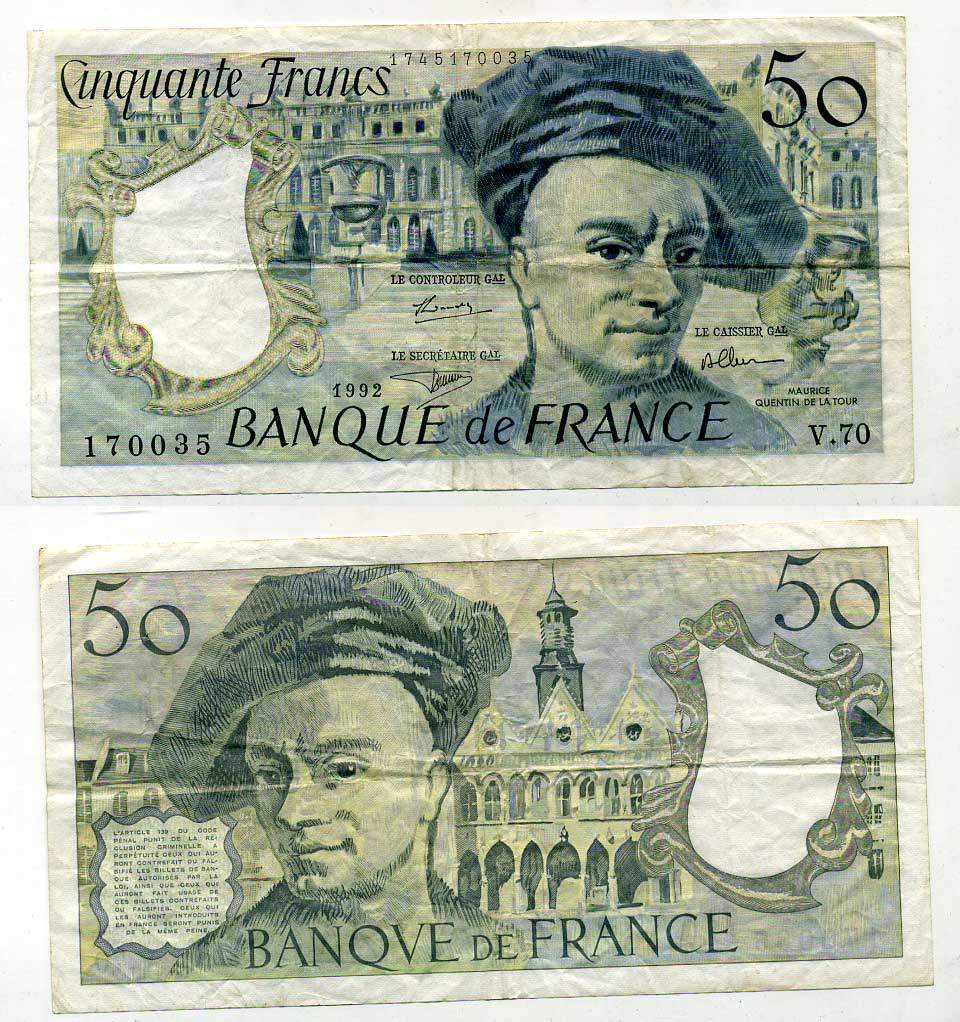 ФРАНЦИЯ 50 ФРАНКОВ 1992 Pick 152 f бумага 6293-55-1