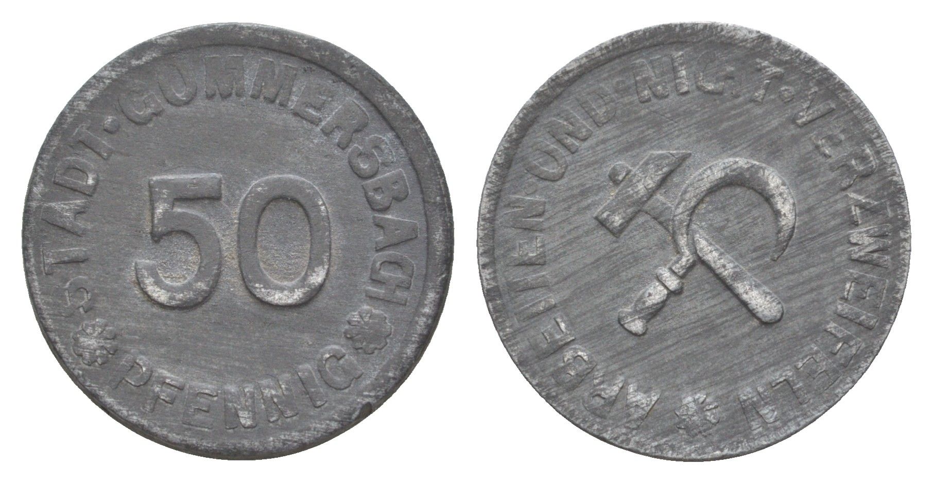 Гуммерсбах 50 пфеннигов ND Funck 180.4, Men18 12471.4 цинк 1527-1431