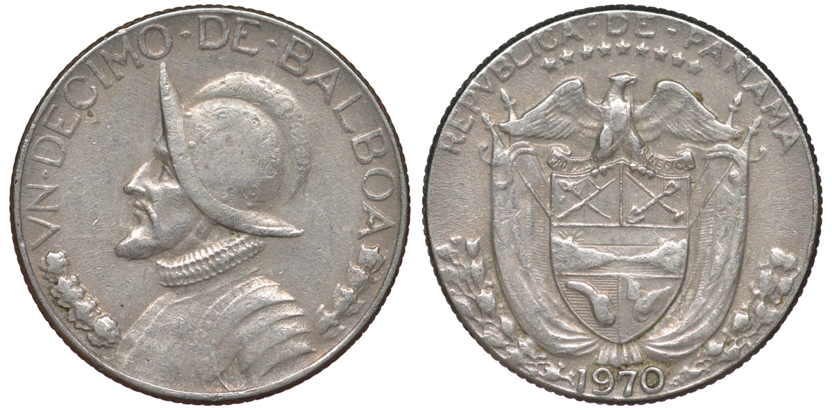 Панама 1/10 бальбоа 1970 KM 10а медь плакированная медно-никелем 45-416