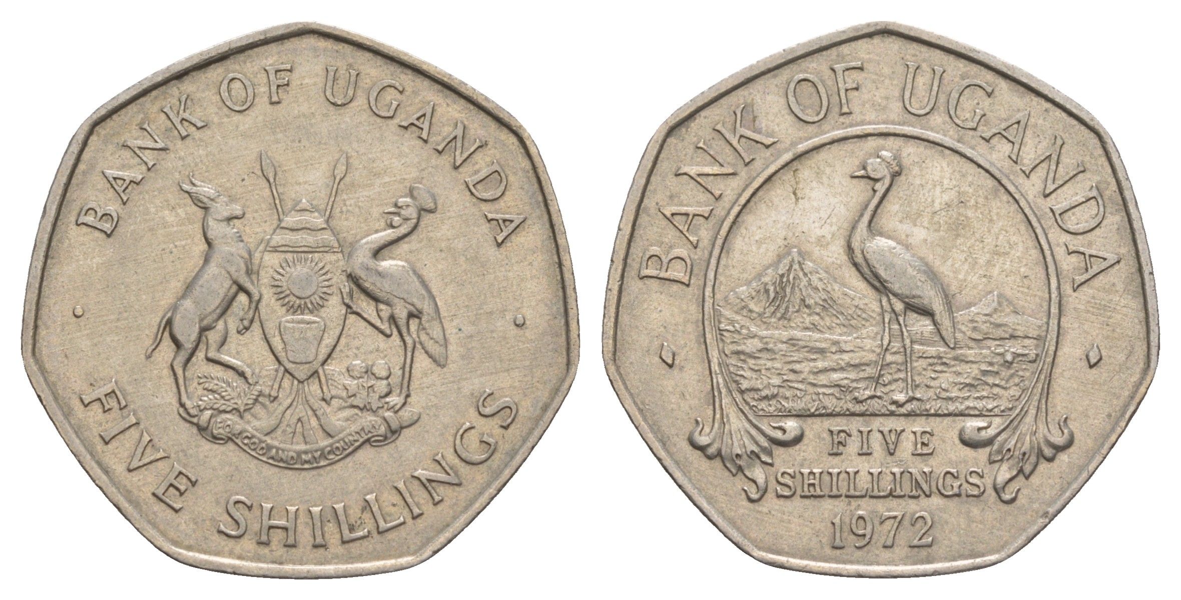 Уганда 5 шиллингов 1972 год-тип KM 18 медно-никель 413-933