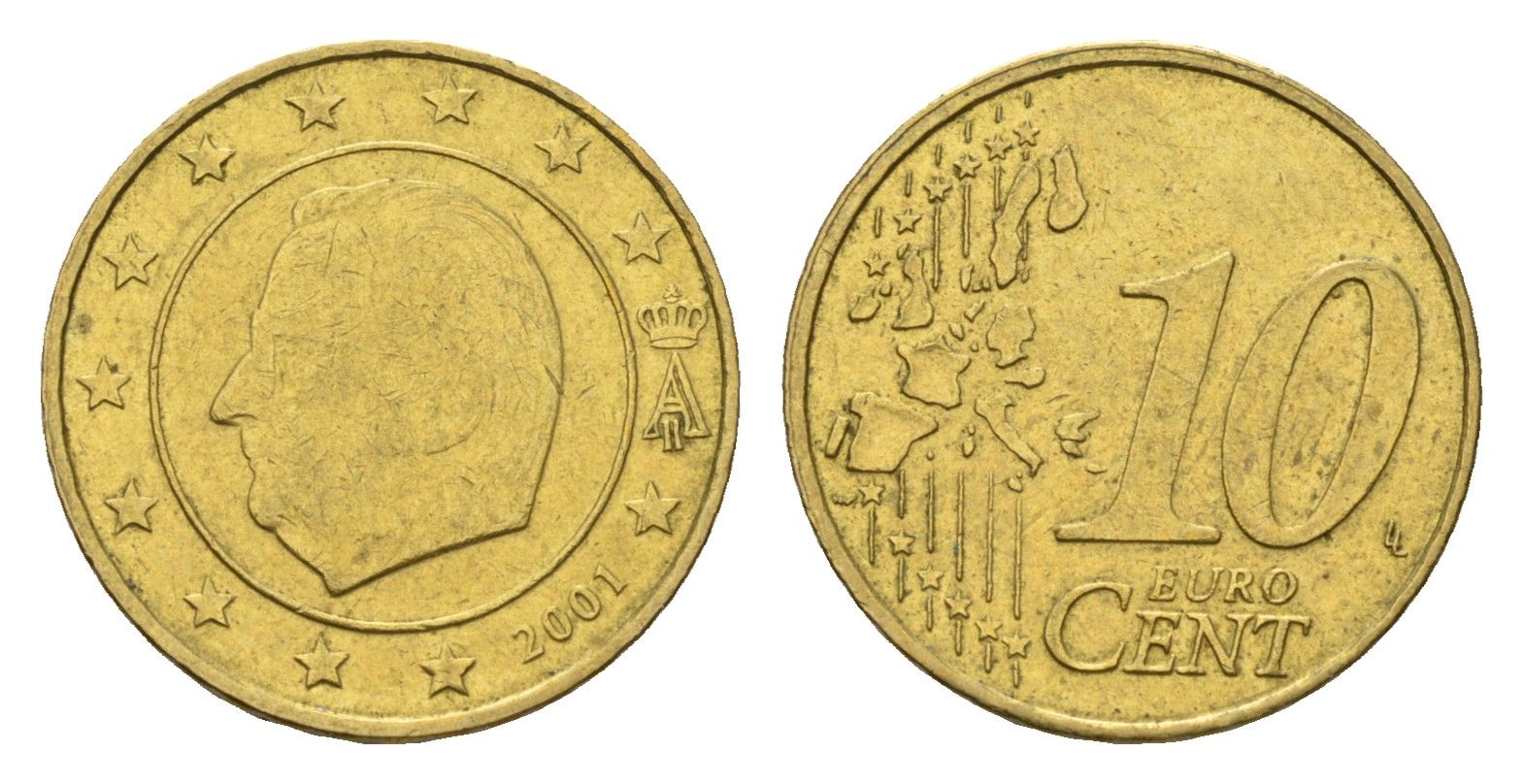 Бельгия 10 евроцентов 2001 KM 227 нордик 4685-1119