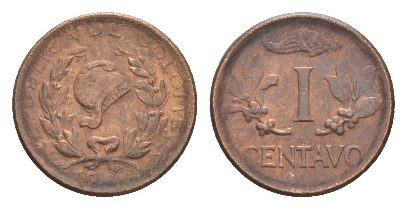 Колумбия 1 сентаво 1965 KM 205 бронза 4651-567